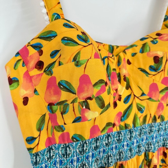 Farm Rio for Anthropologie Anjou Maxi Dress Size 2 Tiered Padded Cup READ - Picture 4 of 16